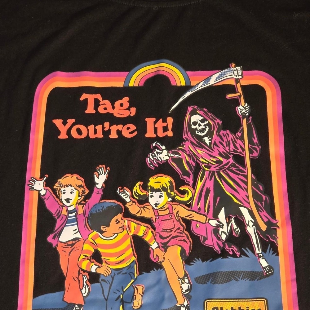 Black graphic tee shirt